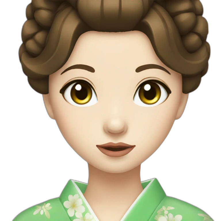 Geisha brown hair green eyes emoji