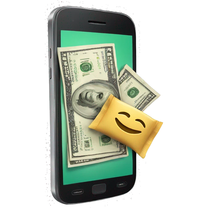 smartphone sending cash emoji