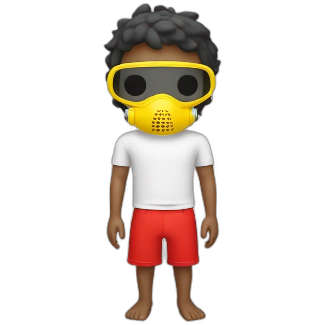scuba boy with yellow diving mask, white t-shirts and red shorts emoji
