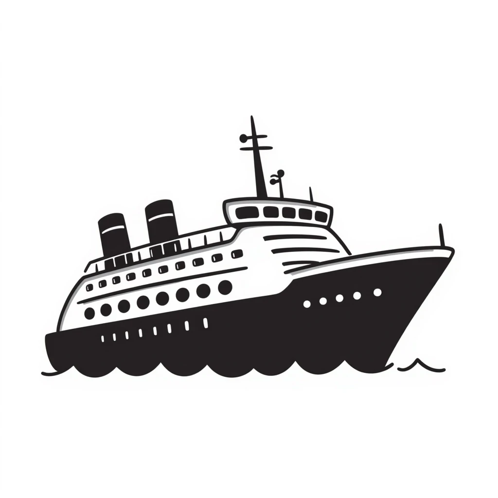 cruise ship, hand drawn doodle style emoji