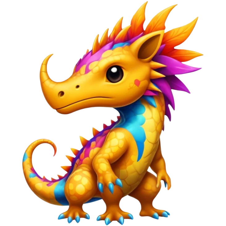 a colorful edgy vernid-fionbri-creature with splash patterns full body emoji