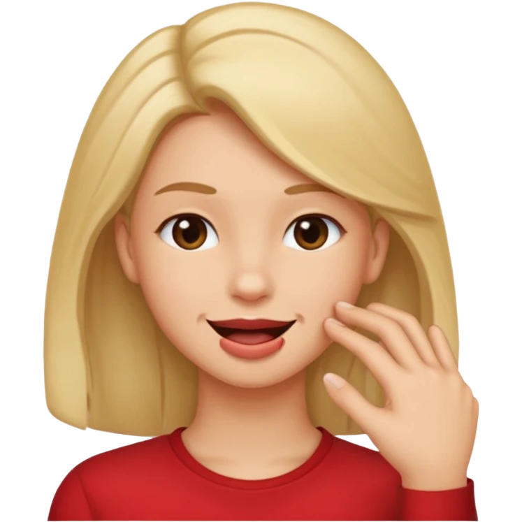 Create an emoji that's biting lip but looking like the smirk emoji but with a hand like it's putting hair behind their ear  emoji