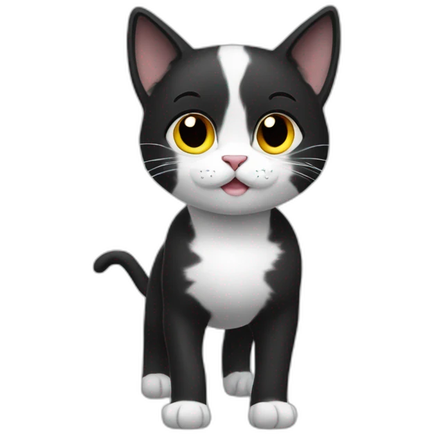 Limping black and white cat emoji