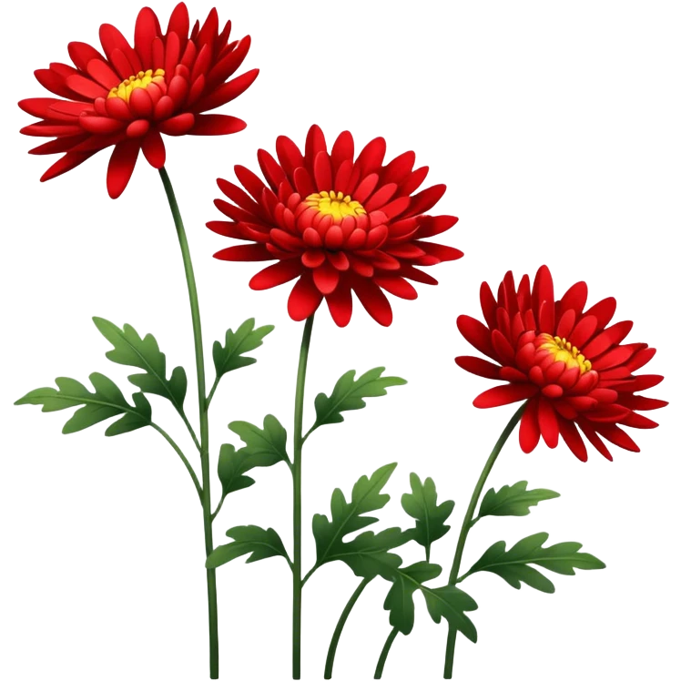 single Bright Red Chrysanthemum, straight stem emoji