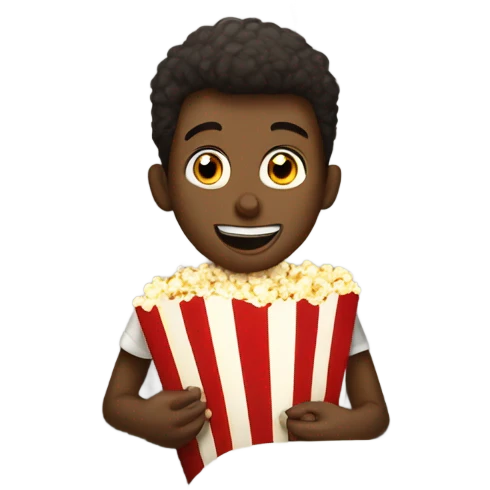 cinema seat with a boy eating popcorns emoji