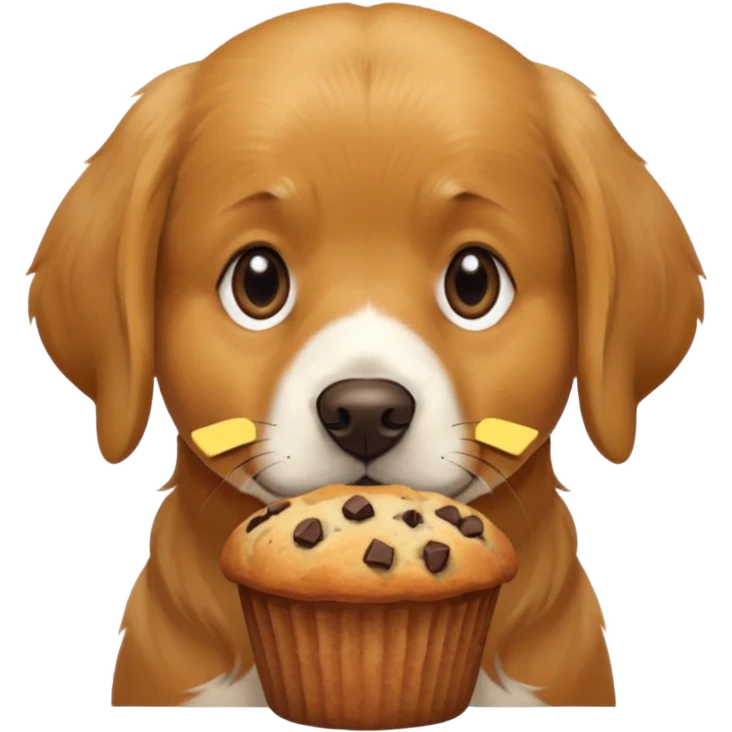 a dog sniffing a muffin emoji
