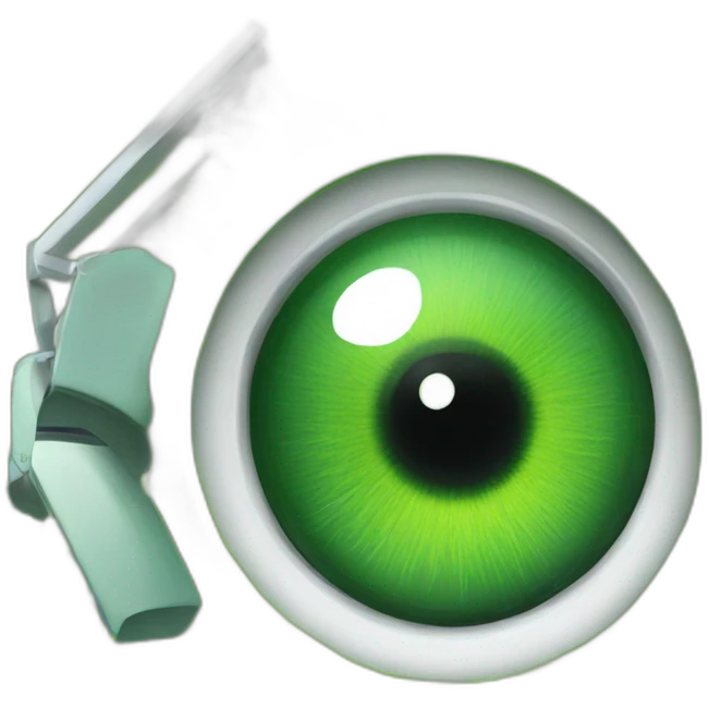 an eyeball with a green lawnmower reflection emoji