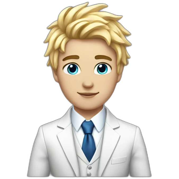 Posh-boy-with-white-suit-and-blue-eyes-and-rainbow-unicorn-hair emoji