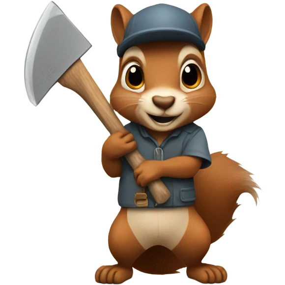 Squirrel using a hatchet emoji