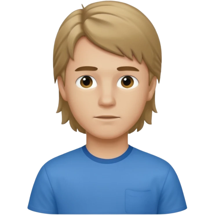 boy with dark blonde hair in a mullet with a neat blue shirt (blouse) emoji