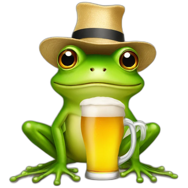 Frog whit hat and beer emoji