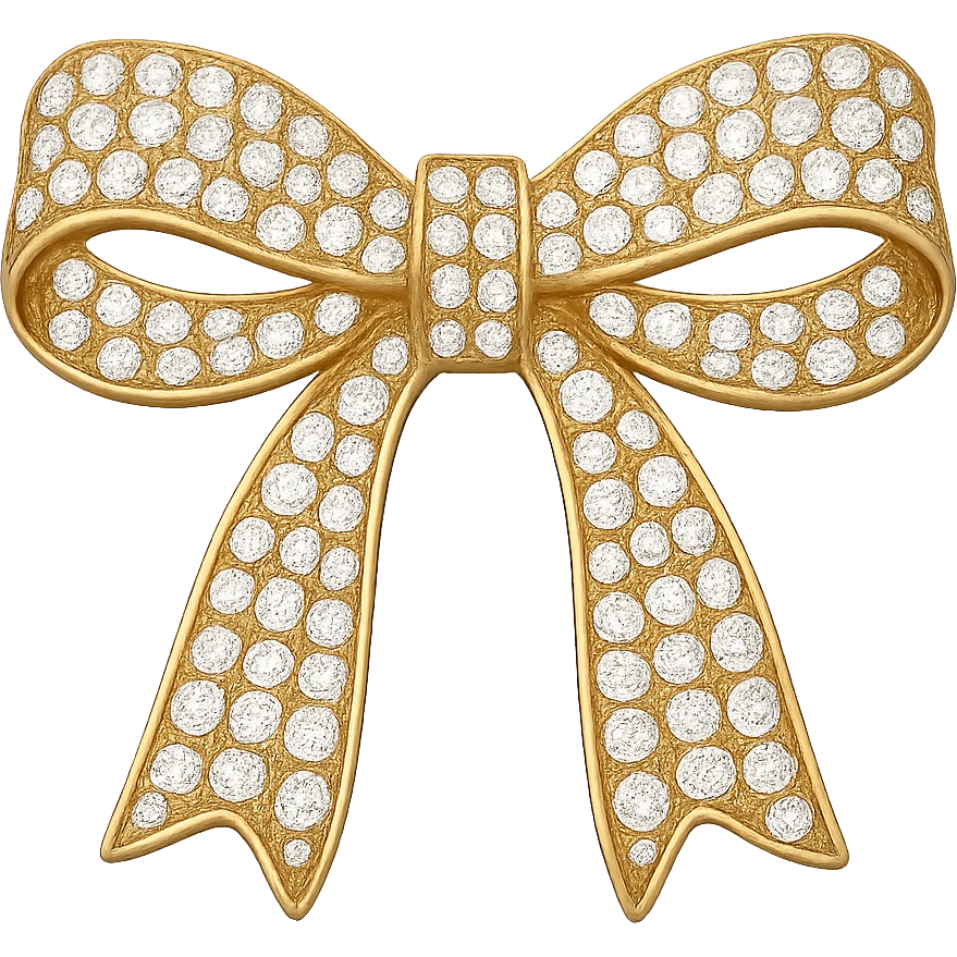Rhinestone bow gold , remove background emoji