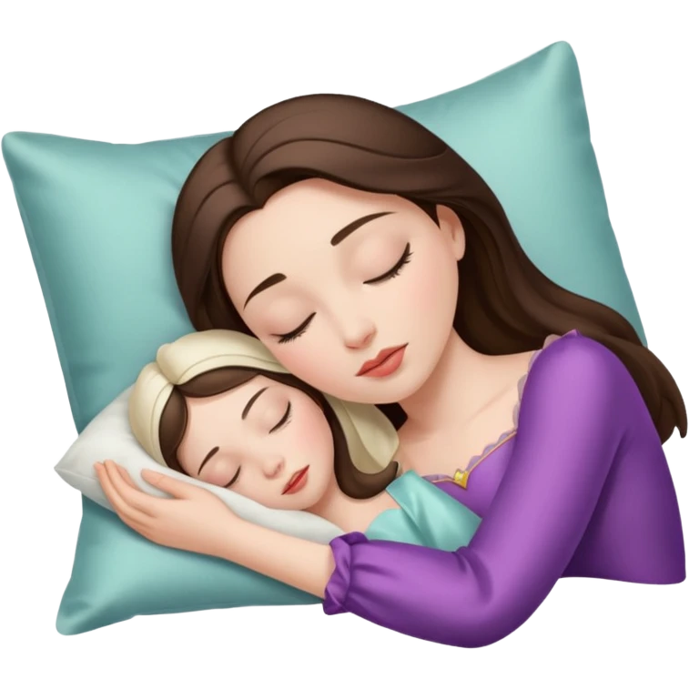 sleeping beauty brunette white girl with a silk pillow emoji