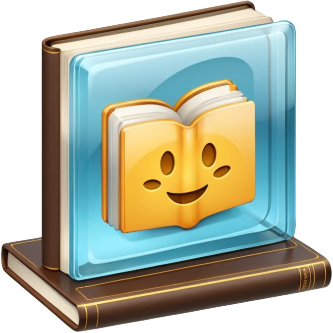 Transparent 3d book made of glass emoji