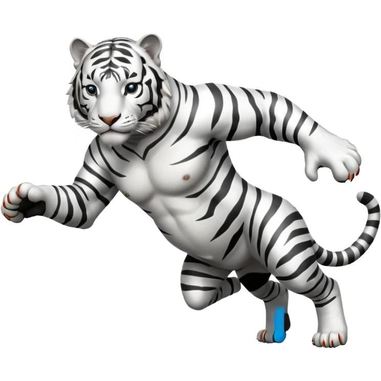 A white tiger pouncing at the screen with silver accsents make it less cartoon looking and more realism  emoji