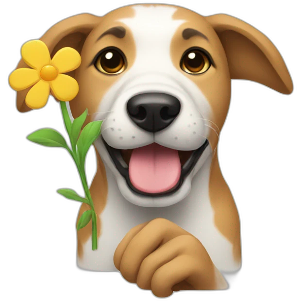 Dog handing a flower emoji