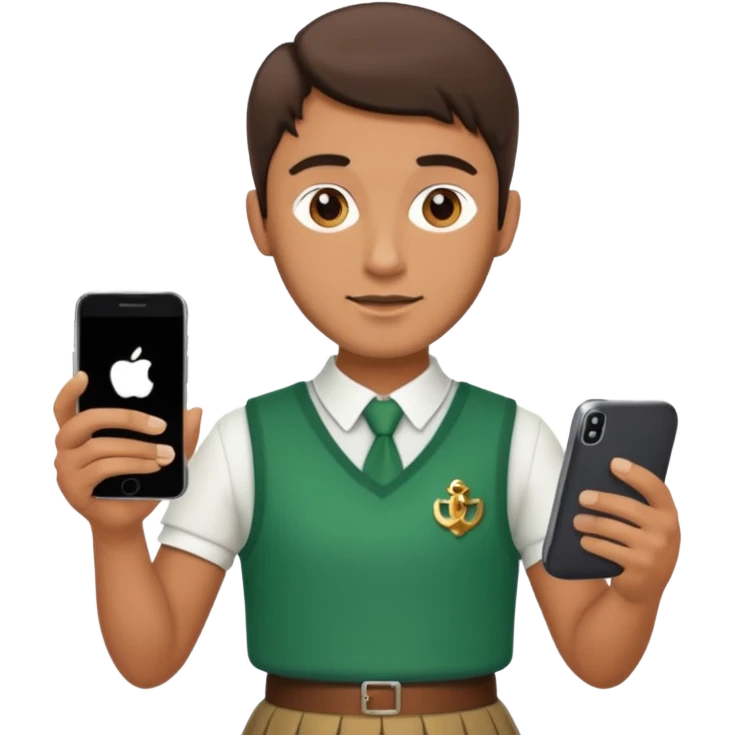 ireland man with skirt and smartphone, half body emoji