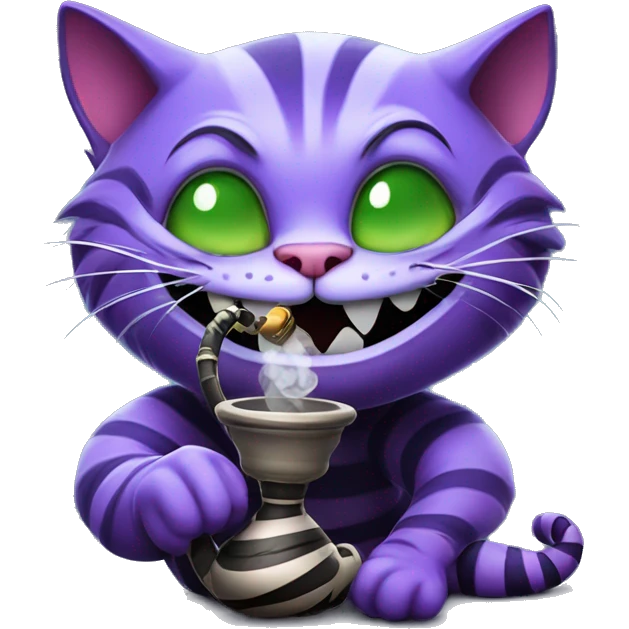 Cheshire Cat smoking a hookah, iOS emoji style art emoji