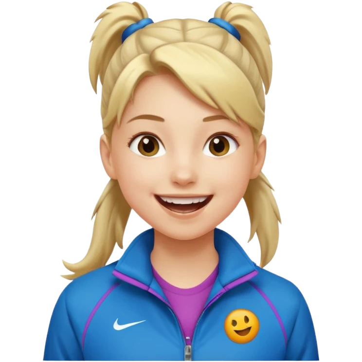 active ponytail hair teen girl in sport jacket smile happily  emoji