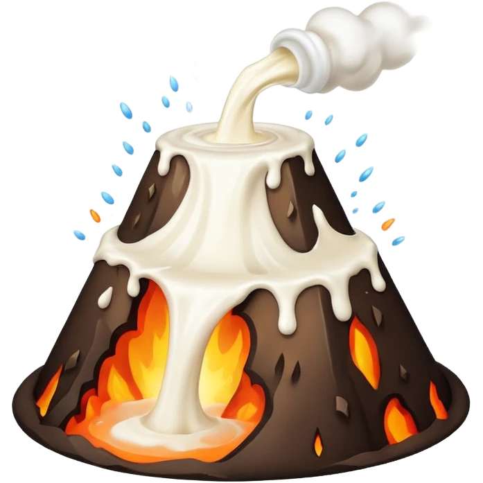 Volcano shooting out milk emoji