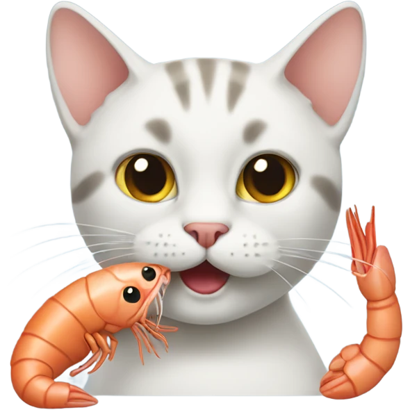 Cat eating shrimp  emoji