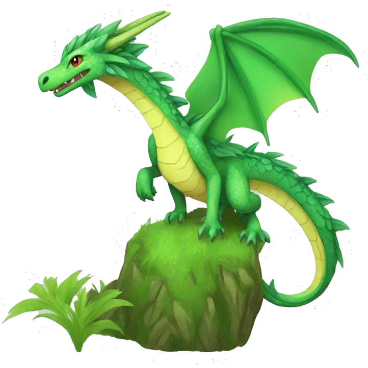 Colorful Legendary Green Jungle Grass Tree Dragon Fakemon emoji
