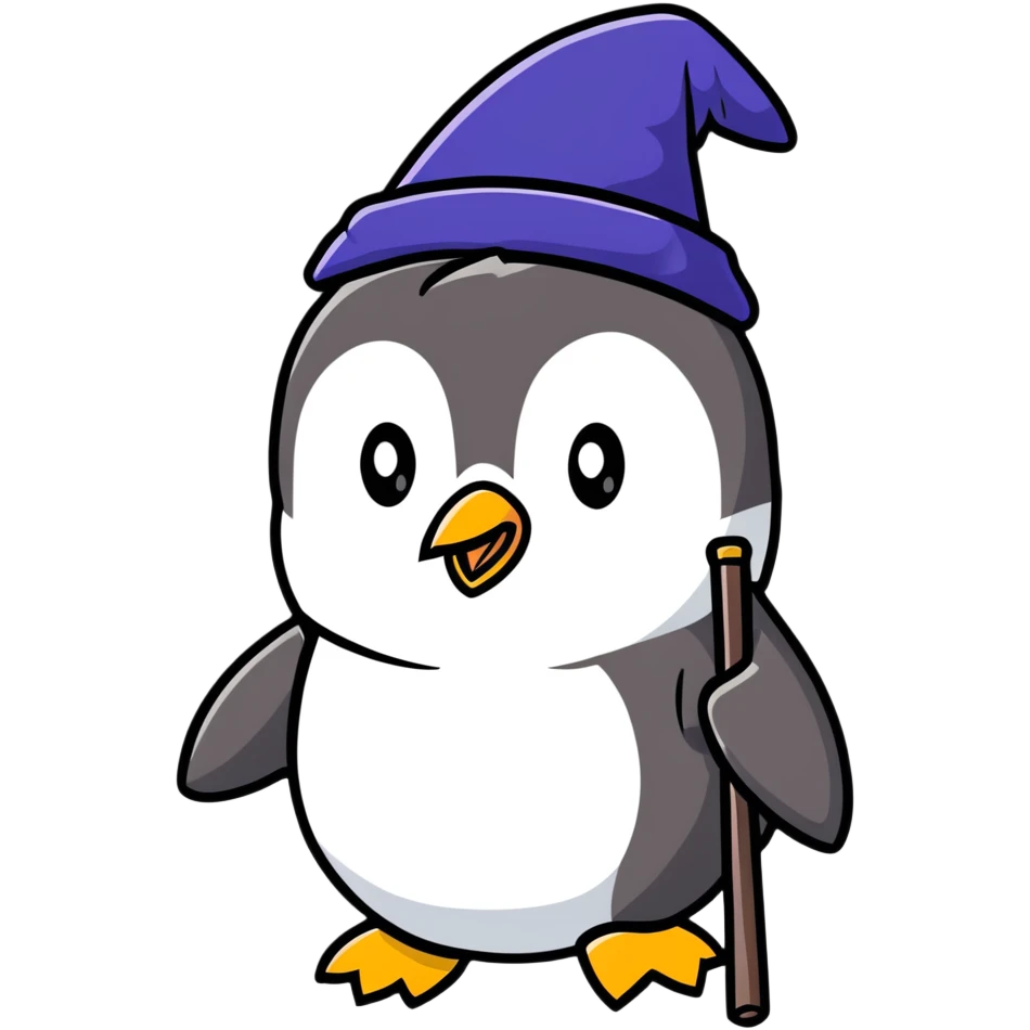 penguin wizard cartoon sticker emoji
