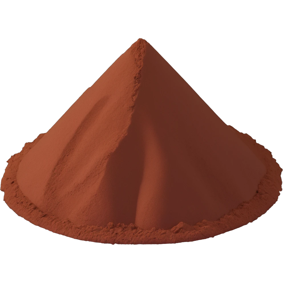 cocoa powder mound or dusting rich brown fine velvety matte uneven soft ridges color from reddish to dark chocolate brown no spoon container or garnish clean 3D soft lighting transparent background emoji scale emoji