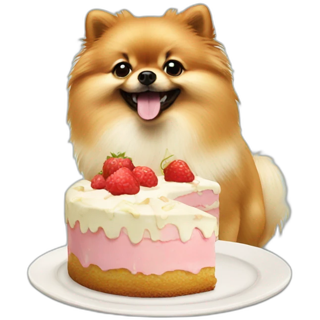 Pomeranian eating cake emoji