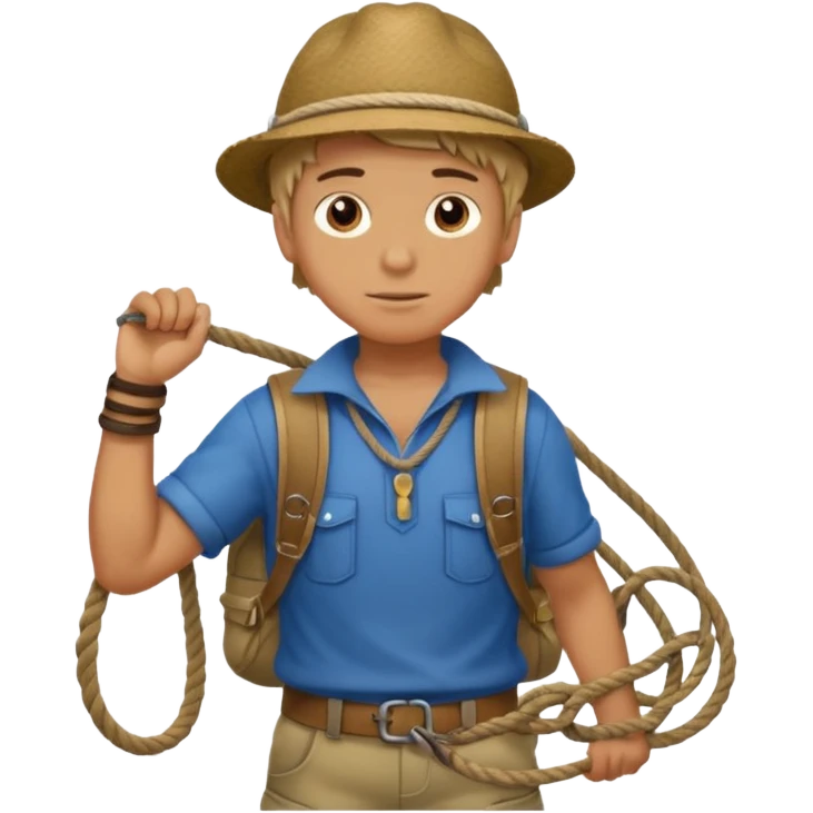 Boy carrying rope,Jungle Explorers. emoji