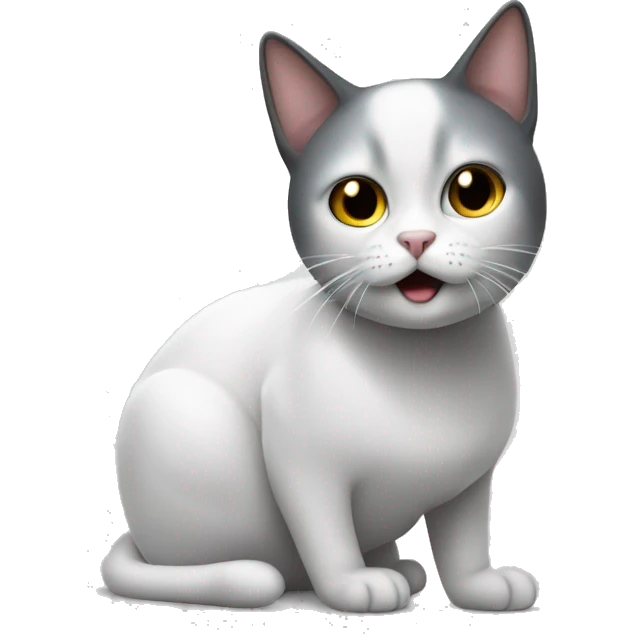 un gato que tenga el cuerpo del emoji del fantasma emoji