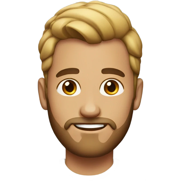 Man with light beard and a bun, and earrings emoji