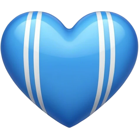 Glossy blue heart with straight athletic stripes going down the side emoji
