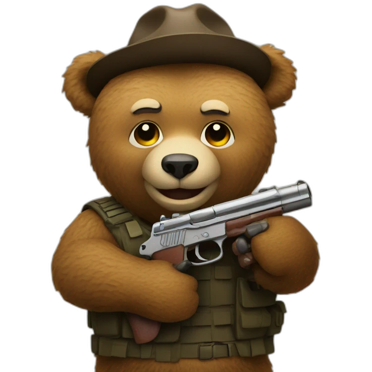 Bear holding a gun close up emoji