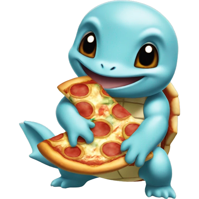 Squirtle eating pizza emoji