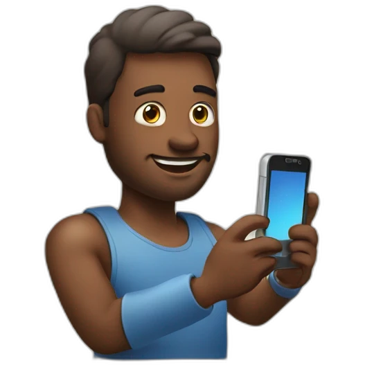 MAN WHIT A SMARTPHONE SENDING MENSSAGE IN INSTAGRAM emoji