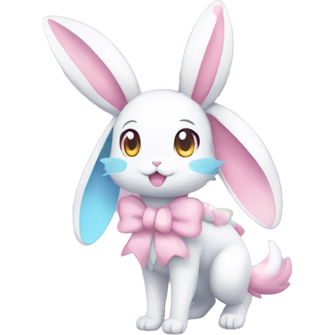 Kawaii Pastel Sylveon-Bunny-Pokémon full body emoji