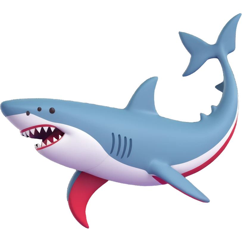 shark with red and white Jordans on fins and back fin emoji