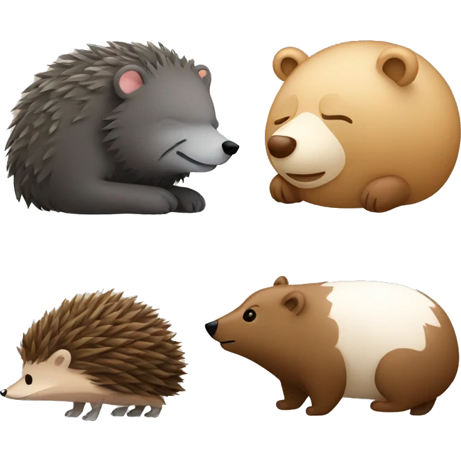 Sleeping bear and hedgehog emoji