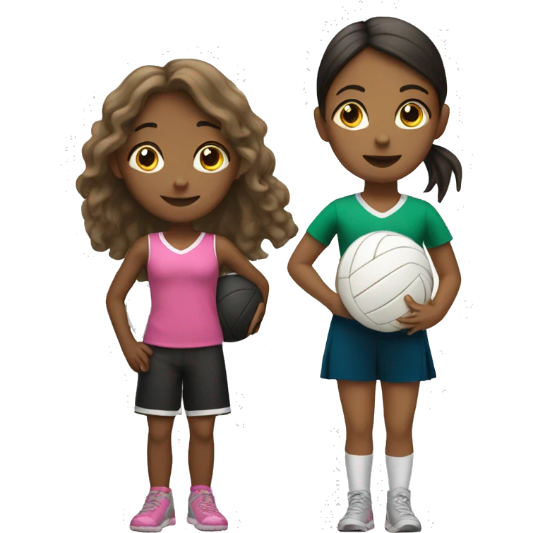 Girl with volleyball and little girl too emoji