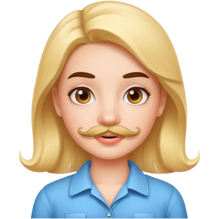 Cute girl with cartoon mustache  emoji