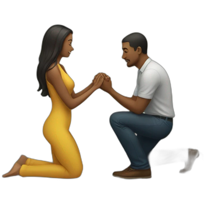 Woman on knees facing man emoji