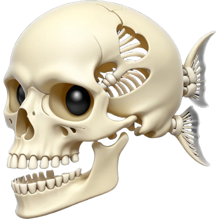 Piranha skeleton black and white emoji emoji