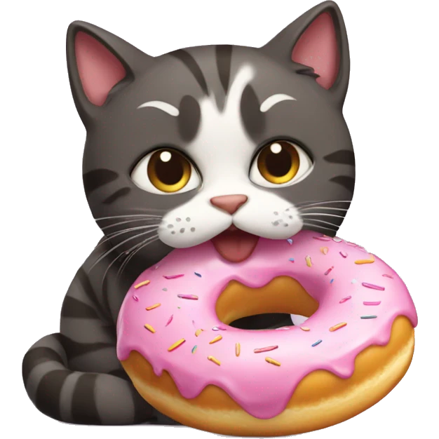 Cat eating donut emoji