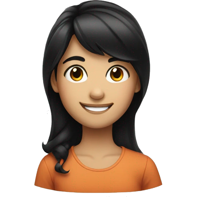 smiling girl with black hair emoji