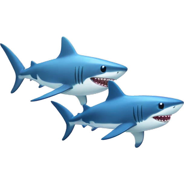 2 Sharks (1 pink and 1 blue) baby shark emoji