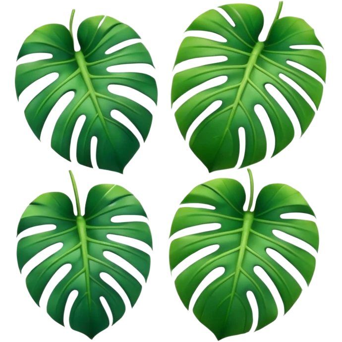 three small icons of mostera leaves emoji