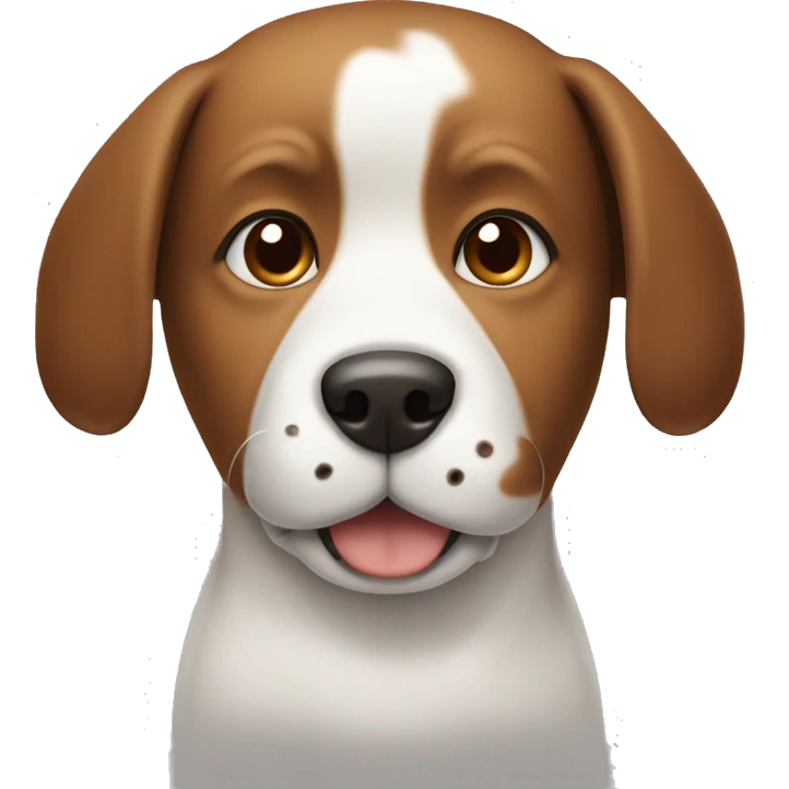 dog with half white and brown face with ears sticking up emoji
