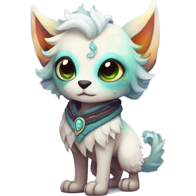 cute Kawaii edgy ethereal fantasy animal fursona Fionbri creature by griffsnuff & LiLaiRa & Falvie with exotic colors full body emoji