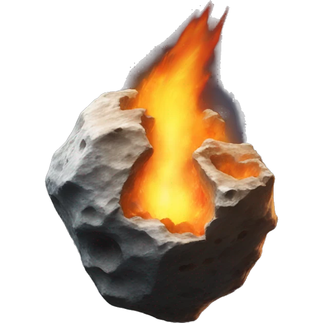asteroid on fire screaming emoji